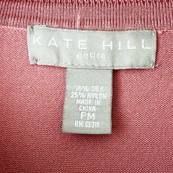 Kate Hill dusty rose sequin trim silk cardigan - Picture 9 of 13